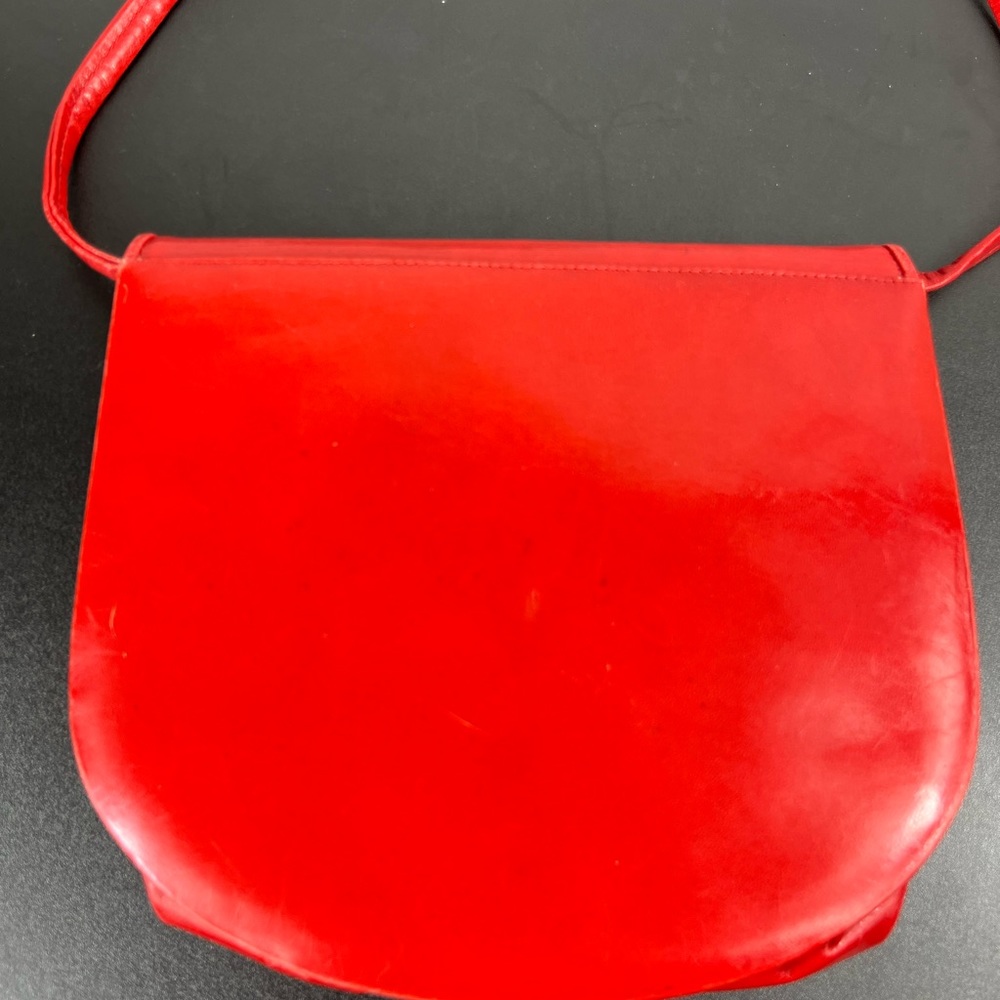 Vintage‎ Stuart Weitzman Red Leather Crossbody Purse - Picture 6 of 13